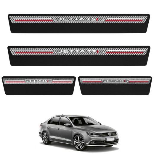 Jogo de Soleira Premium Jetta TSI 2011 a 2024 Carbono 4 Portas